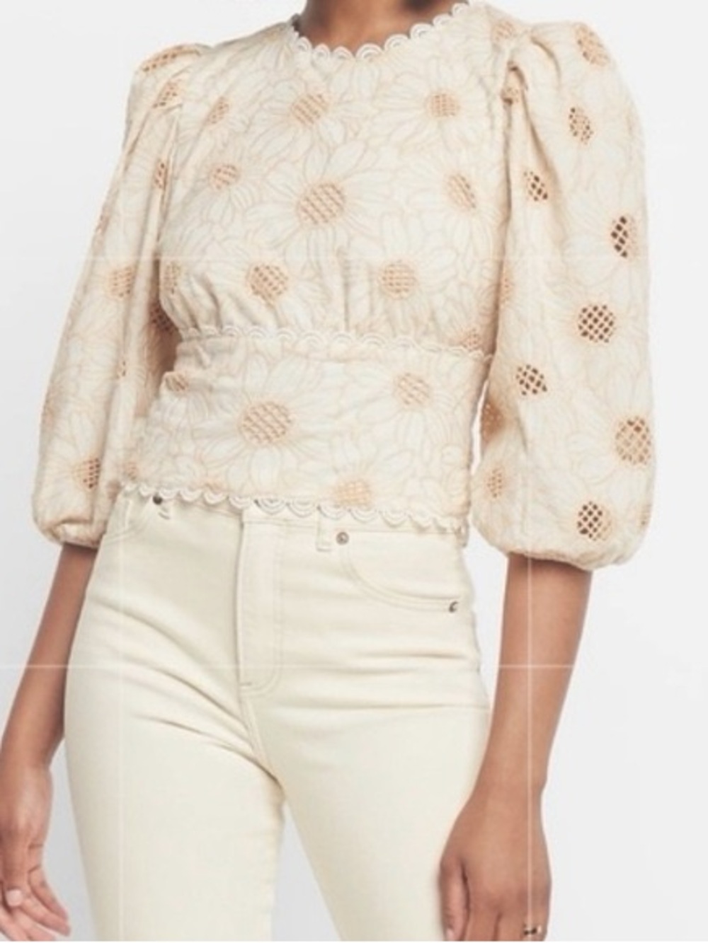 Express Embroidered Eyelet Open Back Top | Size Small